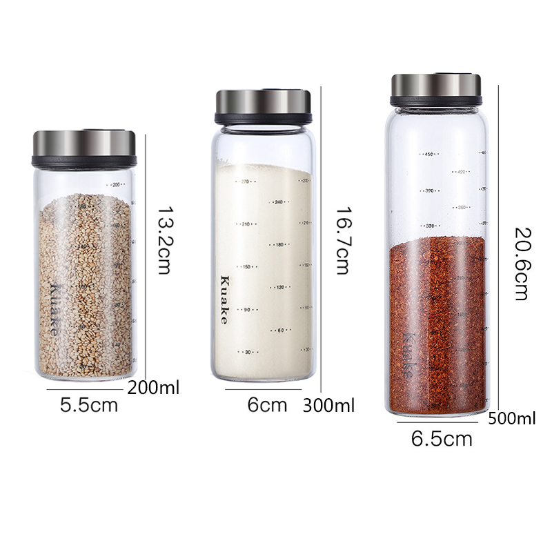 Seasoning Box Moisture-proof Salt Jar Kitchen Glass Sealed Seasoning Tank bottle seasoning jar household 2021