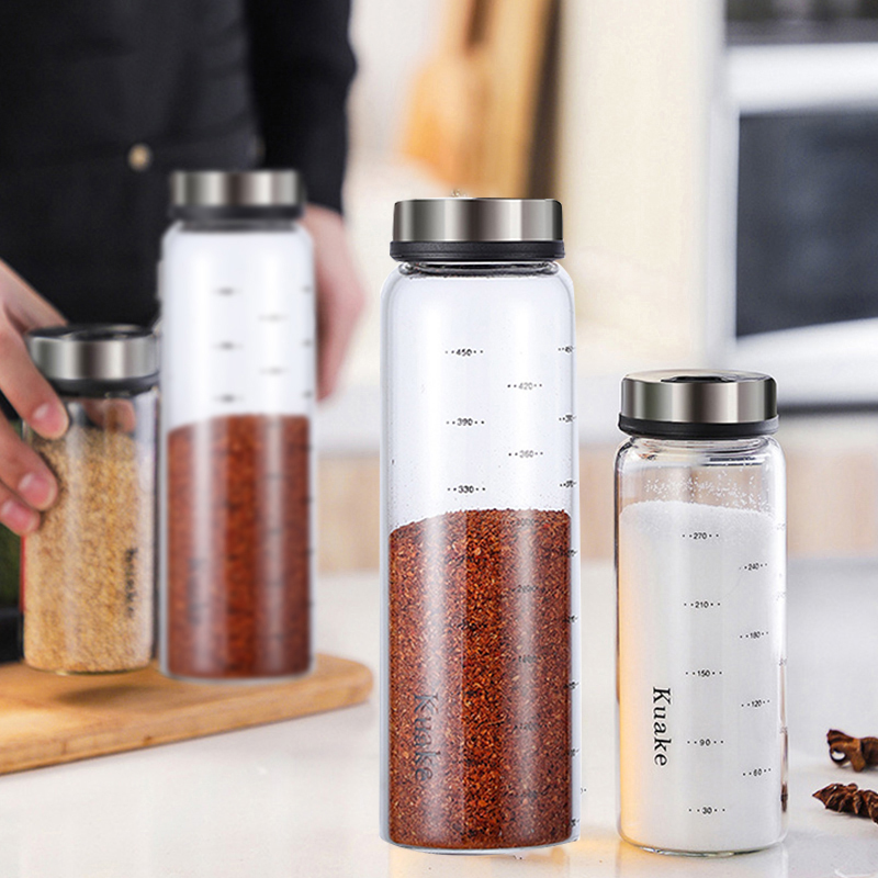 Seasoning Box Moisture-proof Salt Jar Kitchen Glass Sealed Seasoning Tank bottle seasoning jar household 2021