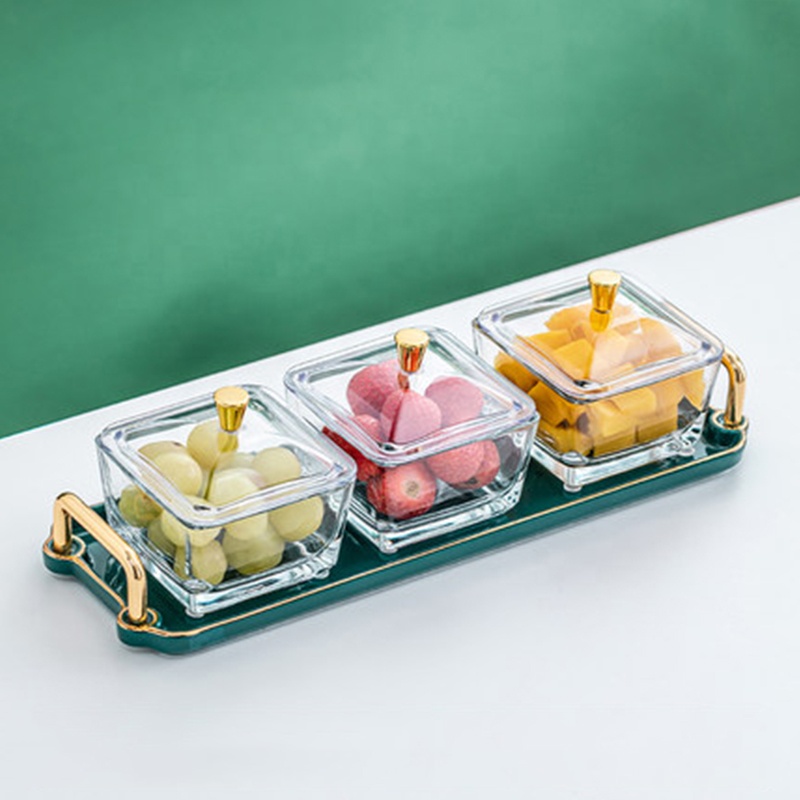 Seasoning Rack Spice Pots, Storage Container Condiment Jars Snack Tray Clear Glass Cruet with Cover