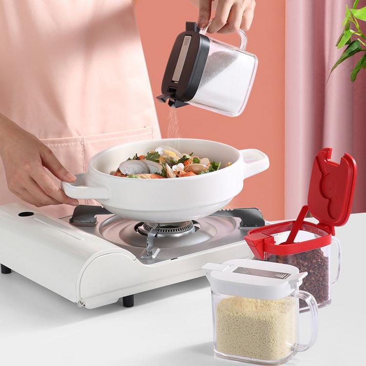 Seasoning box kitchen seasoning jar household salt sugar MSG storage box moisture-proof salt flip combination
