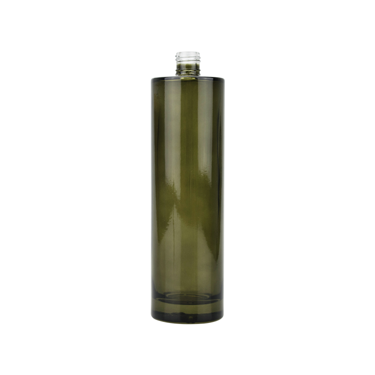 Semi transparent olive green color empty glass spray pump bottle car fragrance use flat shoulder thin spray glass bottles