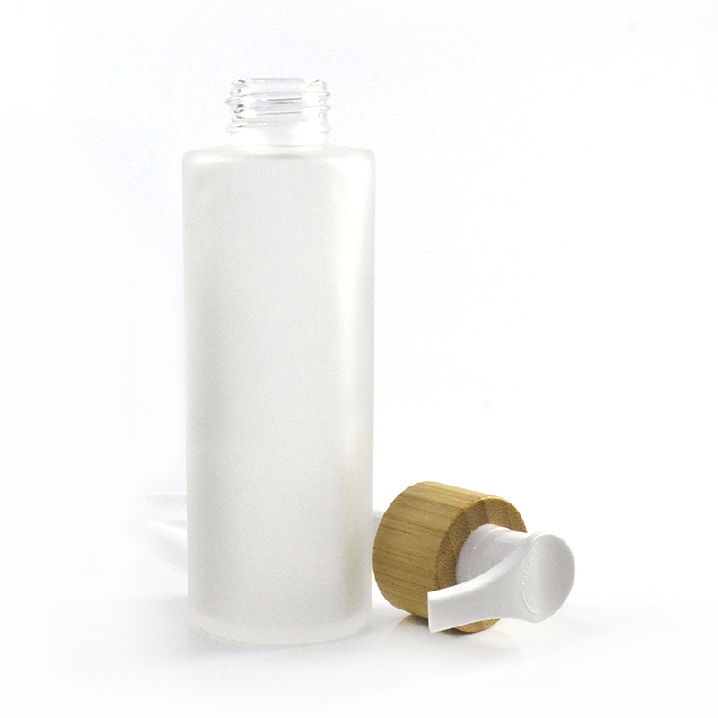 Serum Container 30ml 50ml 100ml 120ml 150ml Frosted Flat Shoulder Glass Bottle with Pump Dispenser