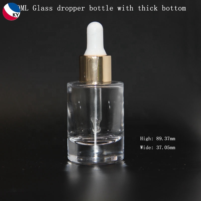 Serum Glass Bottle Flat Shoulder Rose Gold Cap 20Ml Round Thick Bottom Glass Bottle