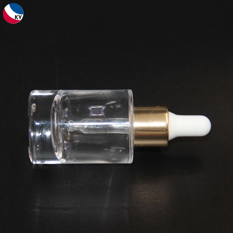 Serum Glass Bottle Flat Shoulder Rose Gold Cap 20Ml Round Thick Bottom Glass Bottle