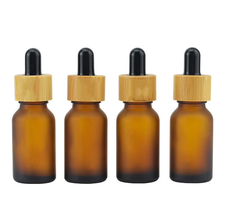 Serum oil small container matte amber essential oil 10ml bamboo dropper bottle packaging cosmetic