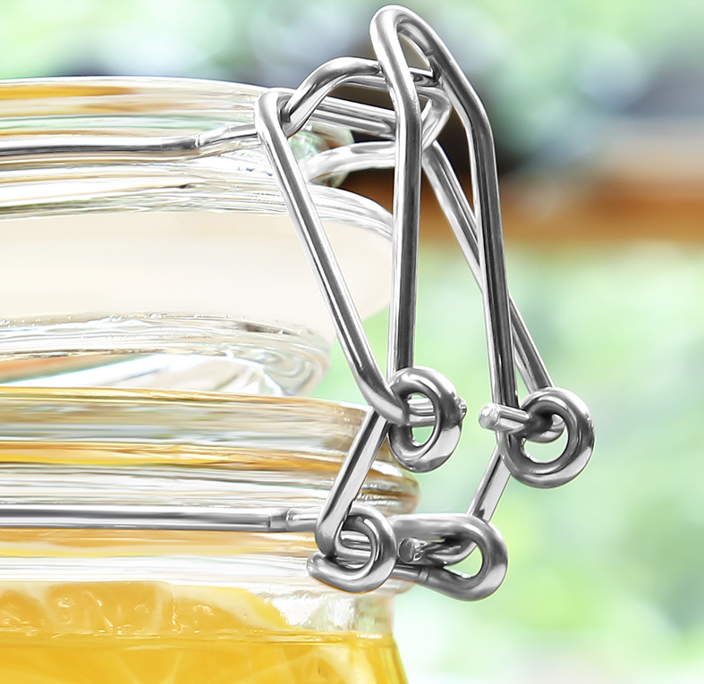 Set 5 Airtight Clip Top Kitchen Pantry Sealed Square Storage Preserving Jars and Bottles with Lid