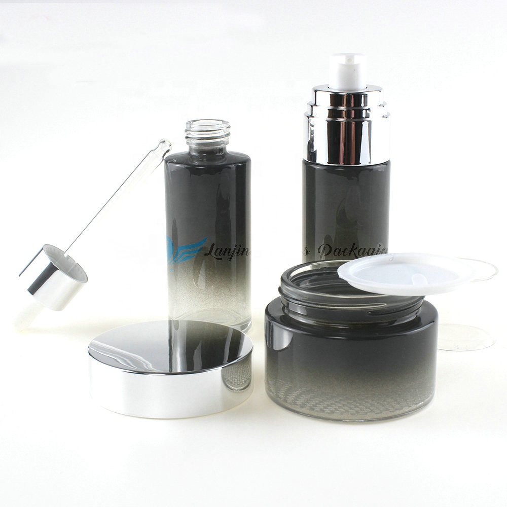 Set Crown Luxury Empty Light Lotion Pump Cosmetic Bottle All Size Skincare Package Acrylic Cream Jar