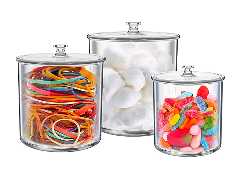 Set of 3 Apothecary Acrylic Jars Plastic Jars Great Home Decor Pieces Apothecary Jars Small Apothecary