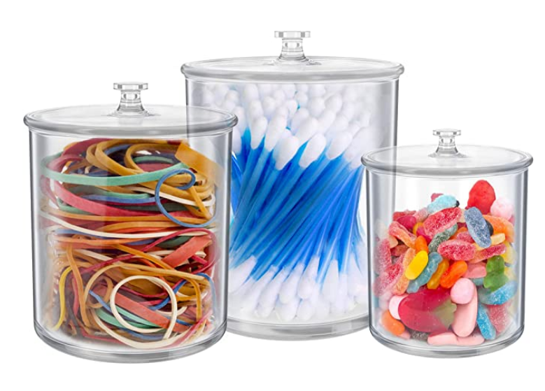 Set of 3 Apothecary Acrylic Jars Plastic Jars Great Home Decor Pieces Apothecary Jars Small Apothecary