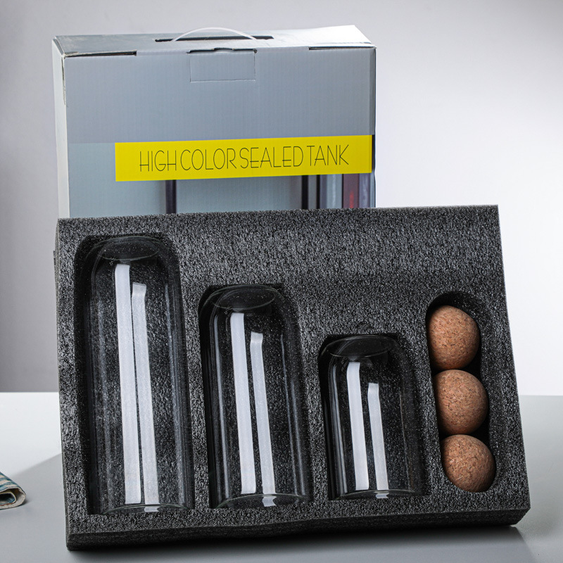Set of 3 Food Storage Glass Jars with Wooden Lids Cork Ball Stopper