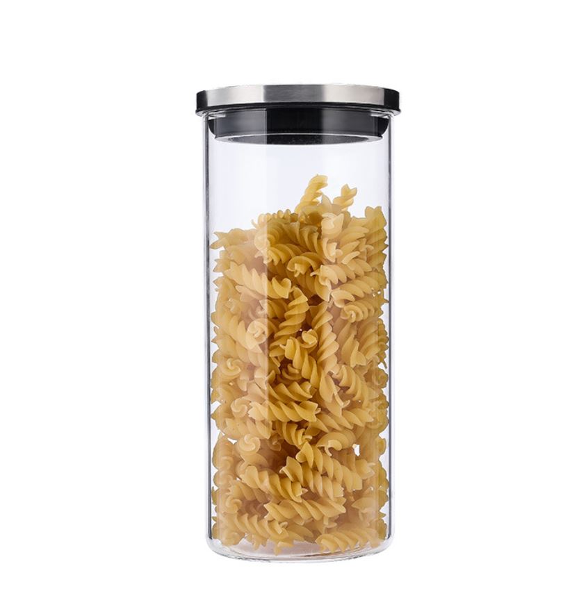 Set of 3 Kitchen Condiment Glass Jar Container Storage Bottle with Stainless Steel Airtight Lid Canister
