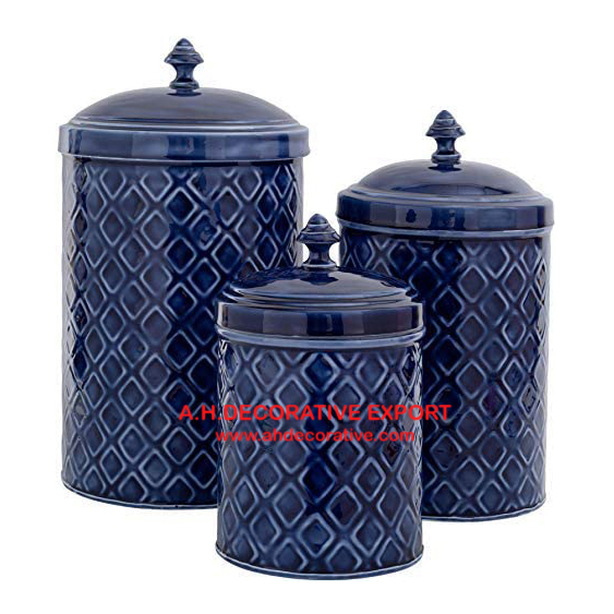 Set of 3 Metal Canister Set for Kitchen Use/Royal Design Metal Canister Set for Kitchen Storage