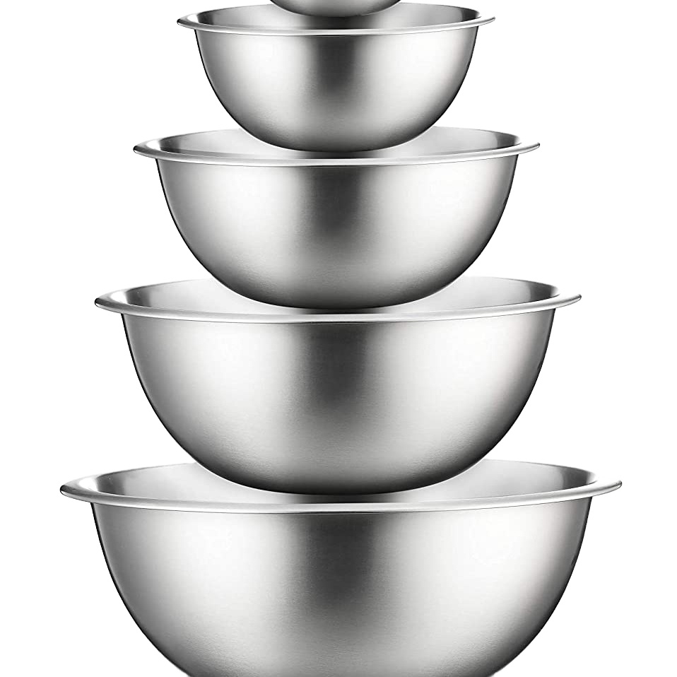 Set of 6 Stainless Steel Mixing Bowl Set Great for Cooking, Baking, Prepping