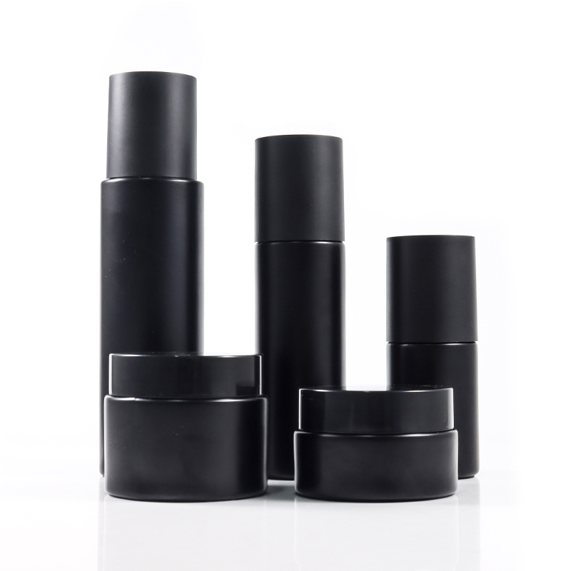 Sexy men's personal care 30g 50g 30ml 60ml 100ml luxury black cosmetic jar and bottle for cosmetic packaging