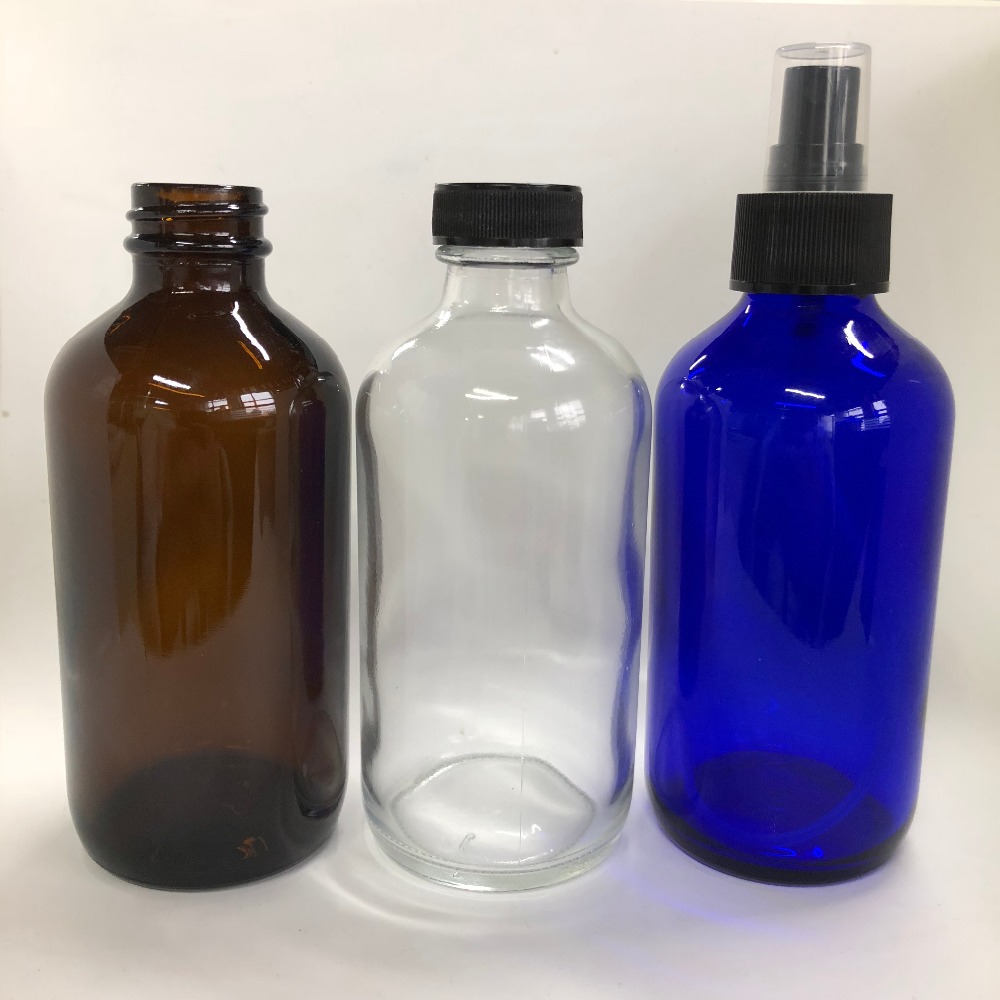 Shampoo Boston Round 2 oz 4 oz 8 oz 16 oz Different Lid Amber Spray Glass Bottle