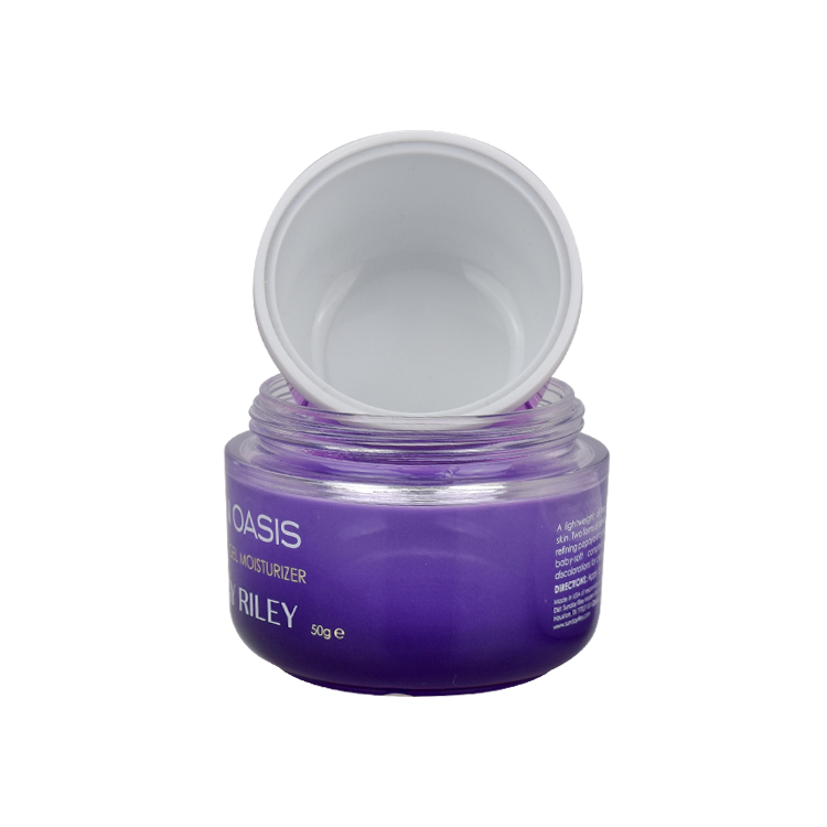 Shanghai cosmetic packaging jar 50g double wall violet color empty face cream glass jars