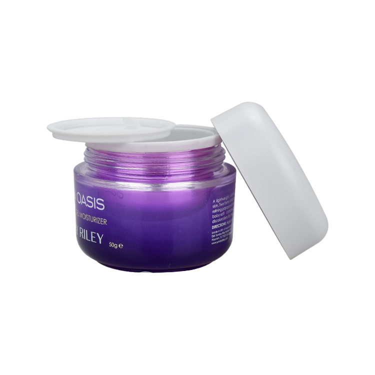 Shanghai cosmetic packaging jar 50g double wall violet color empty face cream glass jars