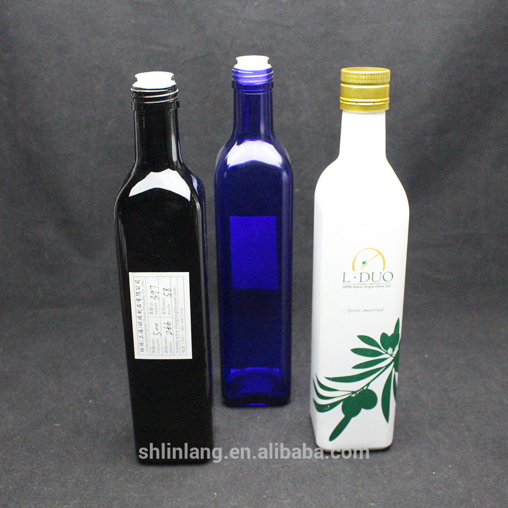 Shanghai linlang top grade colour spray olive oil glass bottle