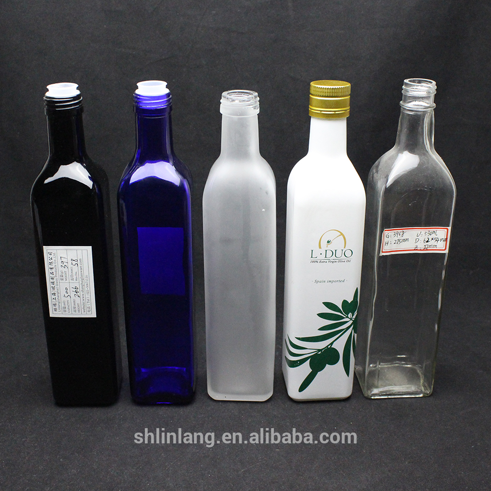 Shanghai linlang top grade colour spray olive oil glass bottle