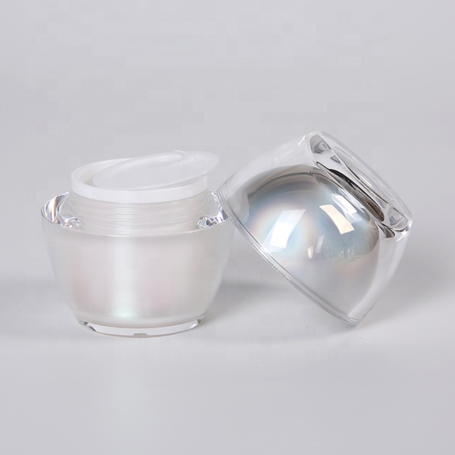 Shaoxing glitter round shaped plastic unique cosmetic containers pot cream container