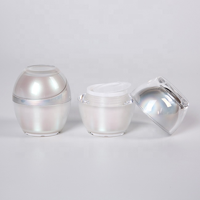 Shaoxing glitter round shaped plastic unique cosmetic containers pot cream container