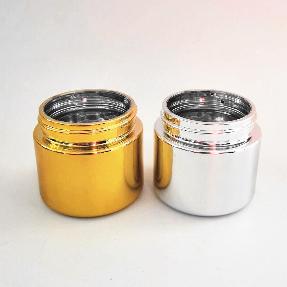 Shiny Gold Glass jar With Gold Child Resistant Screw Metal Lid Bright Sliver Child Proof Cap concentrate bottle packaging