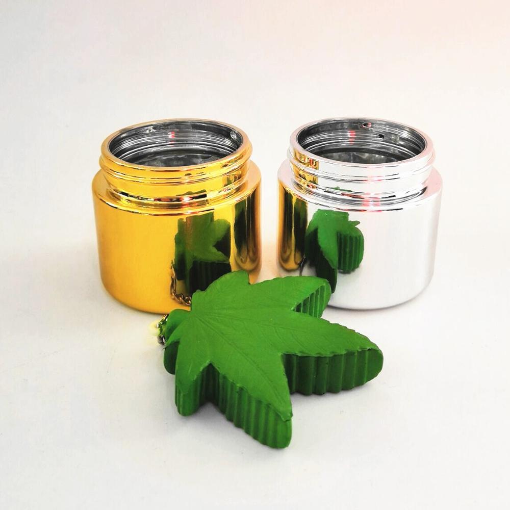 Shiny Gold Glass jar With Gold Child Resistant Screw Metal Lid Bright Sliver Child Proof Cap concentrate bottle packaging
