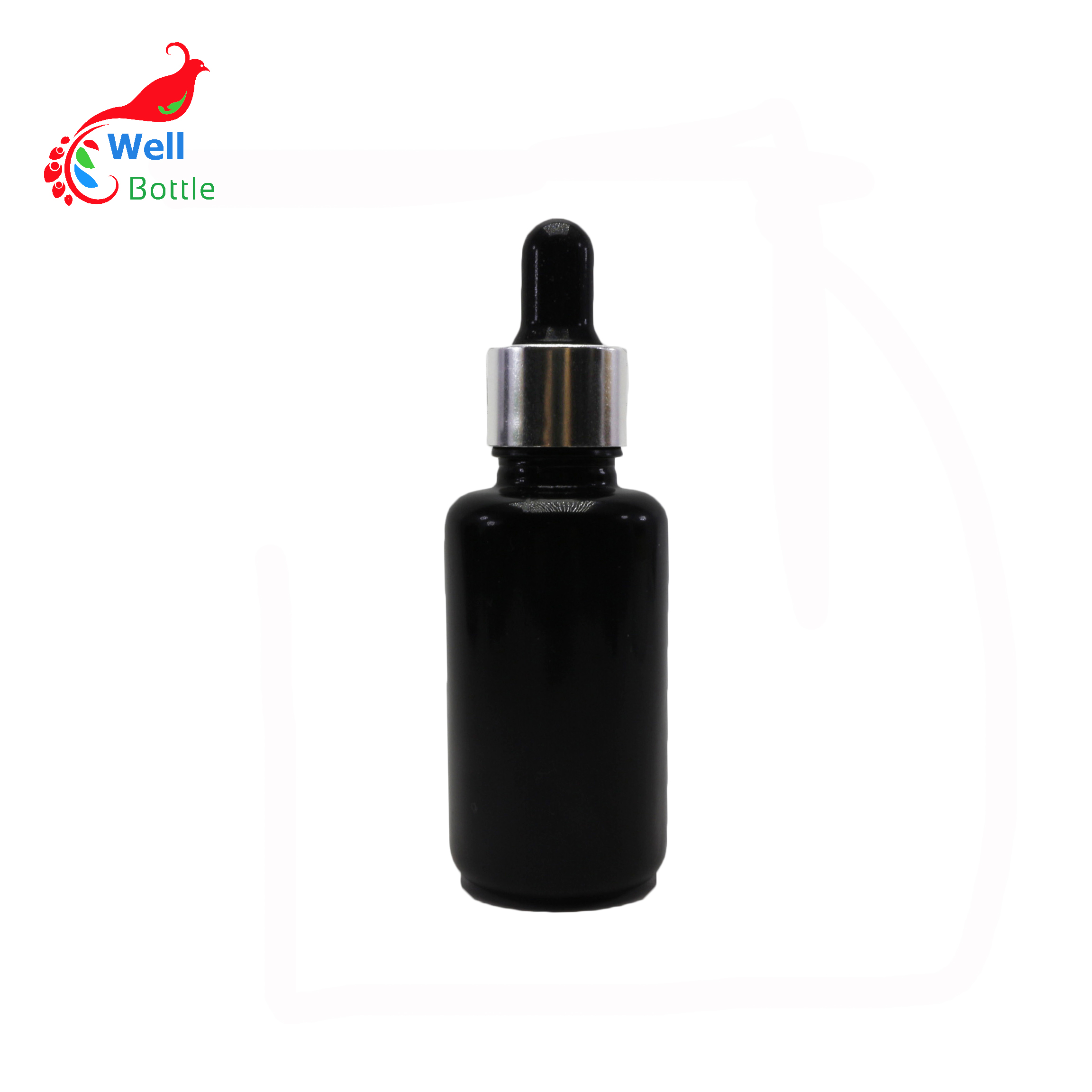 Shiny black 5ml glass dropper bottle Essential oil bottles with childproof tamper evident cap DV316E