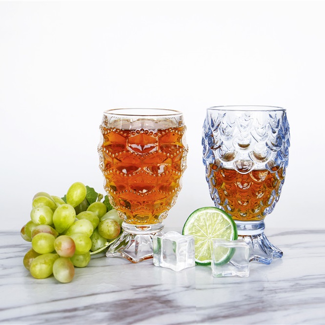 Short foot glass shot sculpture elegant glass bottle for wine liquor