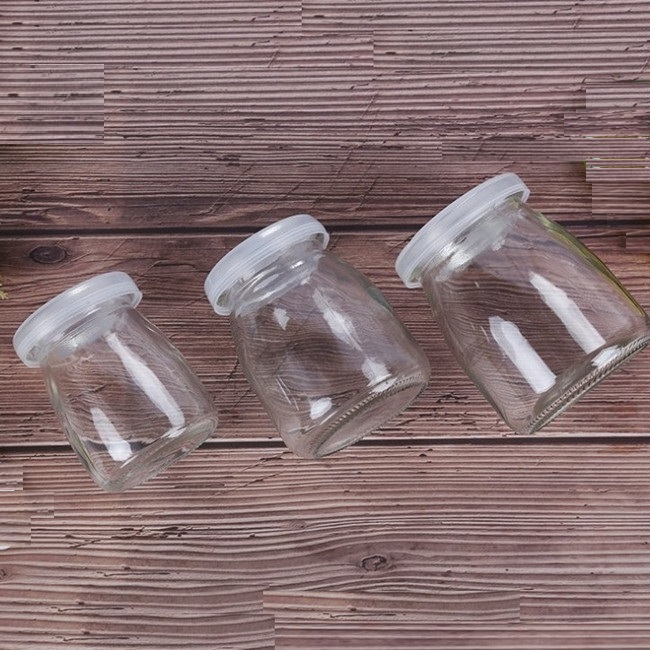 Short type Cute 100ml Glass milk/ pudding jar 100ml container, 100 ml clear glass bottle with wooden cork for gifts package