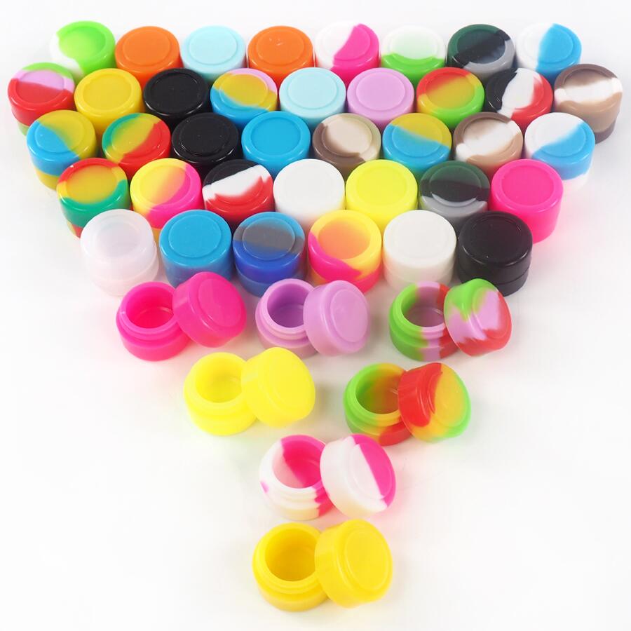 Silicone Containers 100pcs Non-Stick Wax Containers Multi Use Storage Jars Oil Concentrate Bottles Assorted Colors