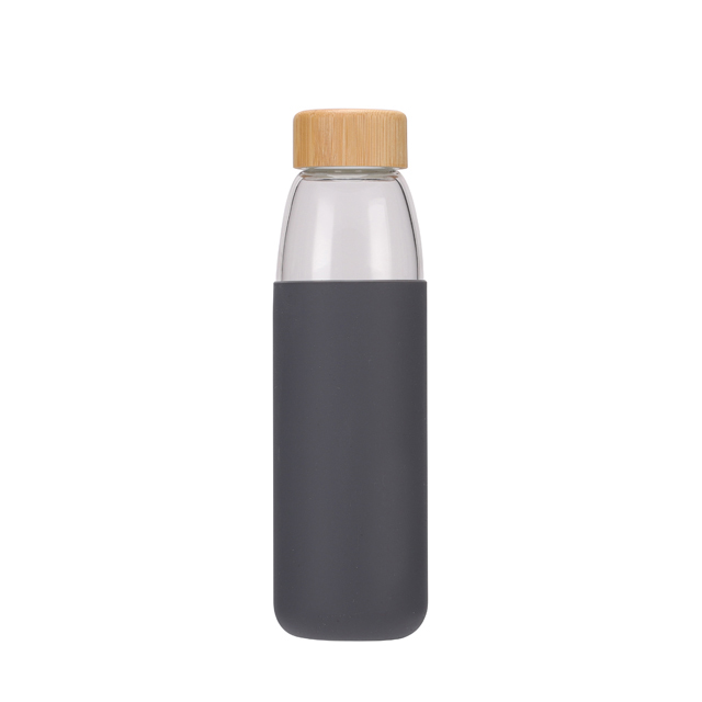 Silicone Insulated Glass Water Tea Bottle With Wooden Lid