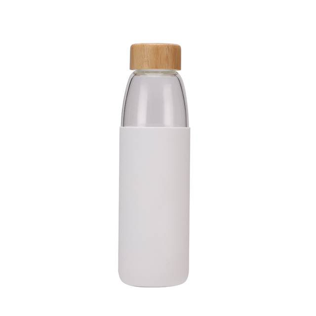 Silicone Insulated Glass Water Tea Bottle With Wooden Lid