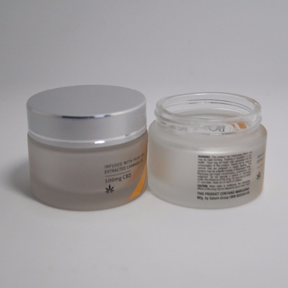 Silk screen printing frosted clear glass jar 100ml cosmetic with silver aluminium lid