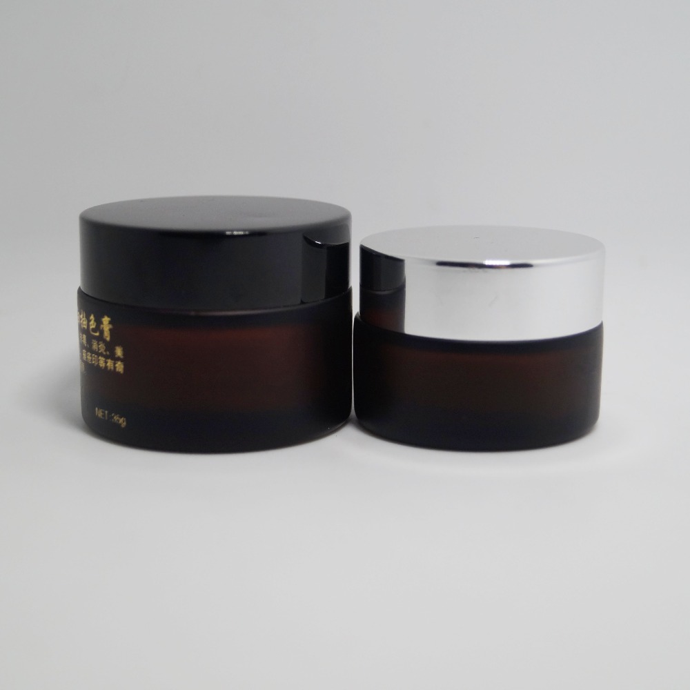 Silk screen printing frosted clear glass jar 100ml cosmetic with silver aluminium lid