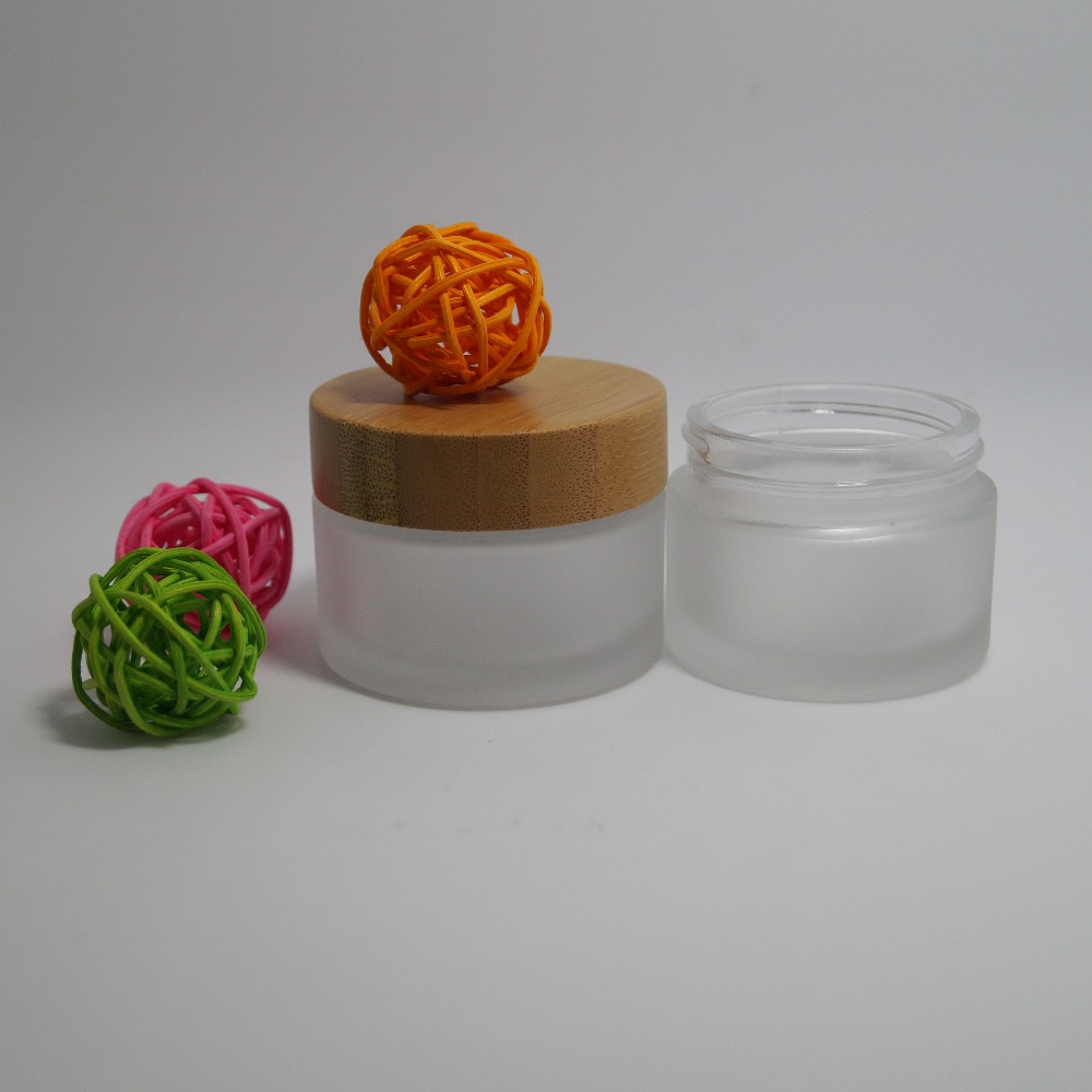 Silk screen printing frosted clear glass jar 100ml cosmetic with silver aluminium lid