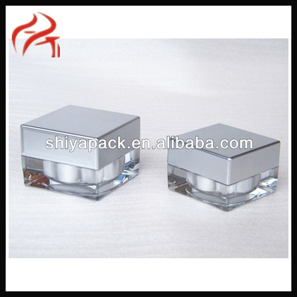 Silver Beautiful Jar Square Cosmetic Jar 30g