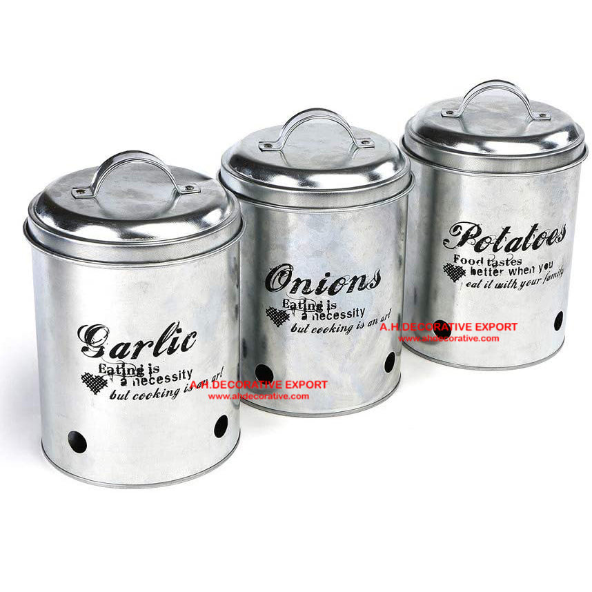 Silver Canister for Kitchen Storage/Kitchen Storage Metal Canister Set
