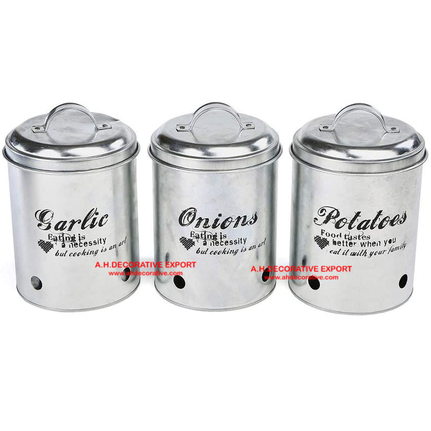 Silver Canister for Kitchen Storage/Kitchen Storage Metal Canister Set