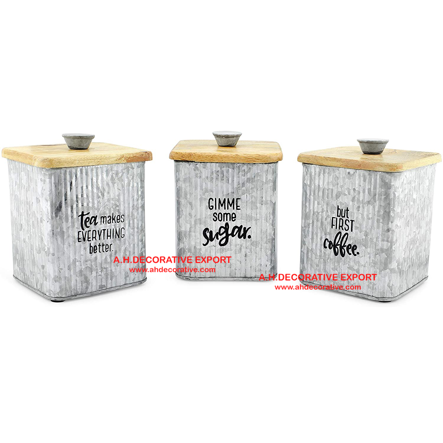 Silver Canister for Kitchen Storage/Kitchen Storage Metal Canister Set
