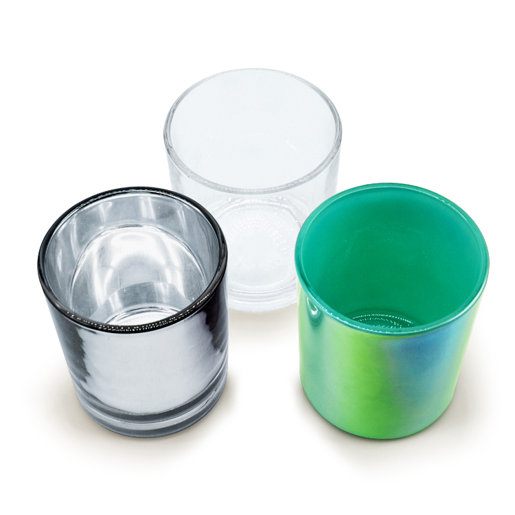 Silver Green  Copper customized colored glass candle jars with metal lids