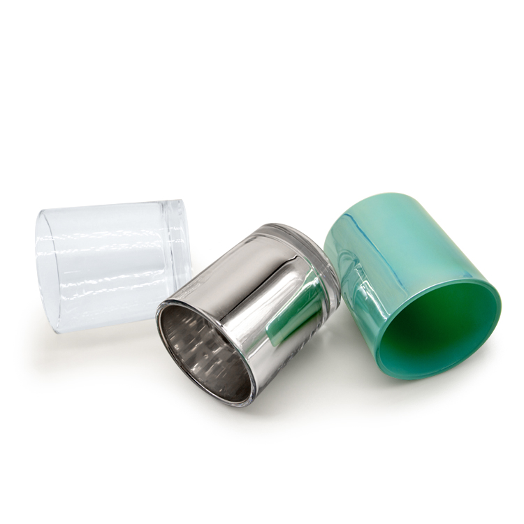 Silver Green Copper customized colored glass candle jars with metal lids