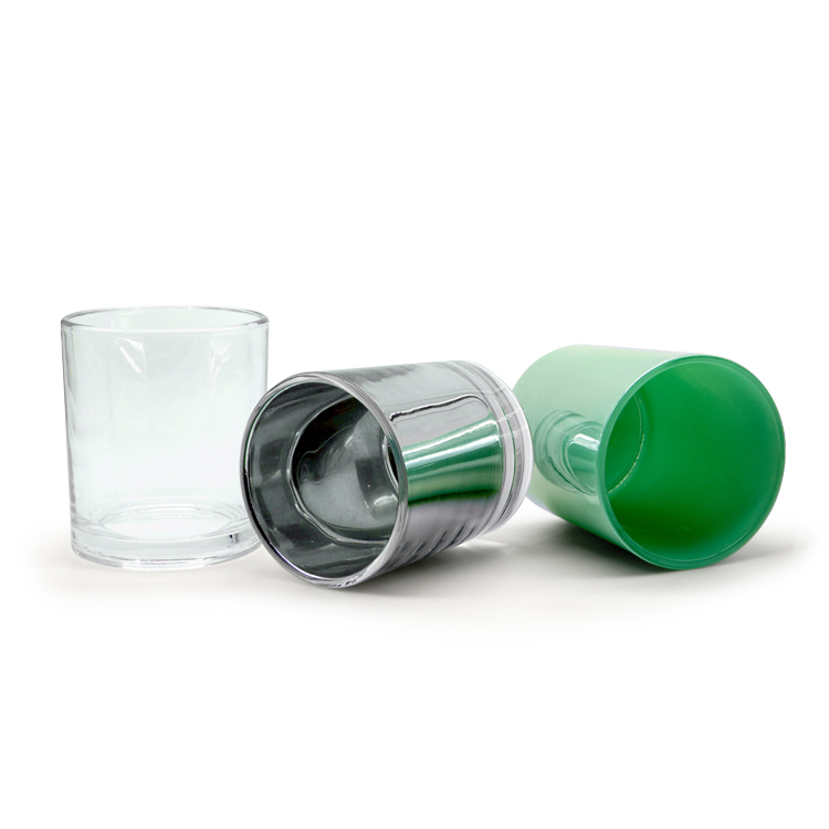 Silver Green Copper customized colored glass candle jars with metal lids