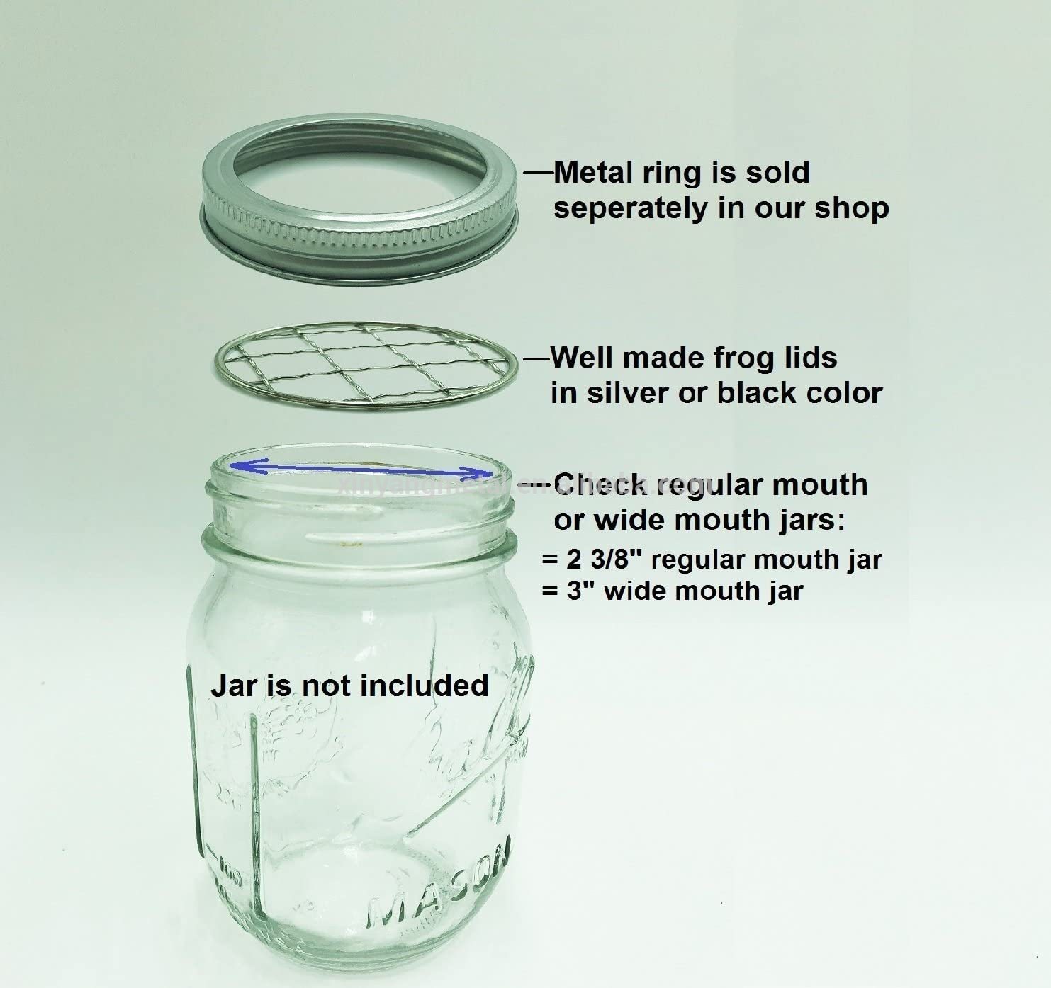 Silver Metal Frog Regular Mouth Transform Mason Ball Lid Inserts for flower vases, fairy solar lids, pens, kitchen organizer