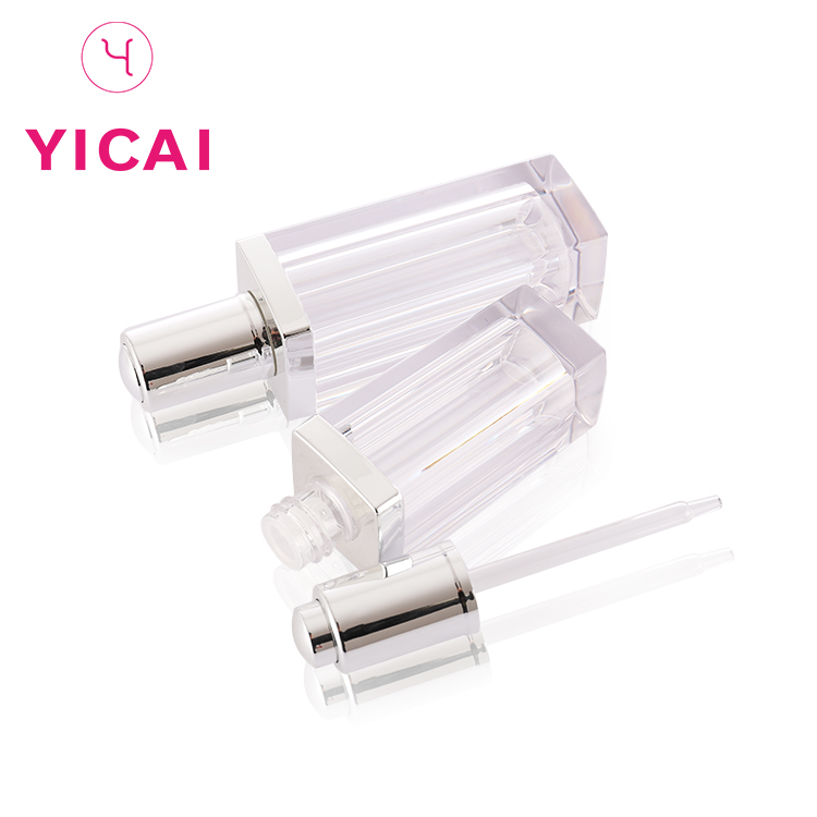 Silver Pump Square Glass Clear E Liquid Bottle 15ml 60ml Essential Oil Bottles 10 Ml