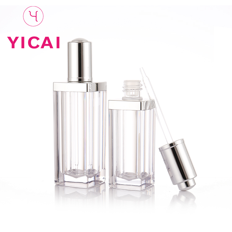 Silver Pump Square Glass Clear E Liquid Bottle 15ml 60ml Essential Oil Bottles 10 Ml