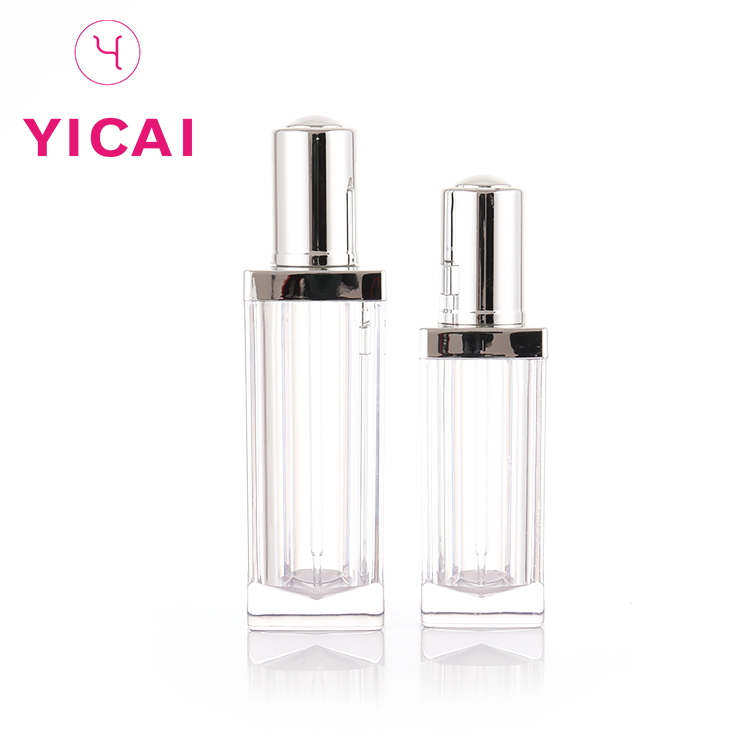 Silver Pump Square Glass Clear E Liquid Bottle 15ml 60ml Essential Oil Bottles 10 Ml