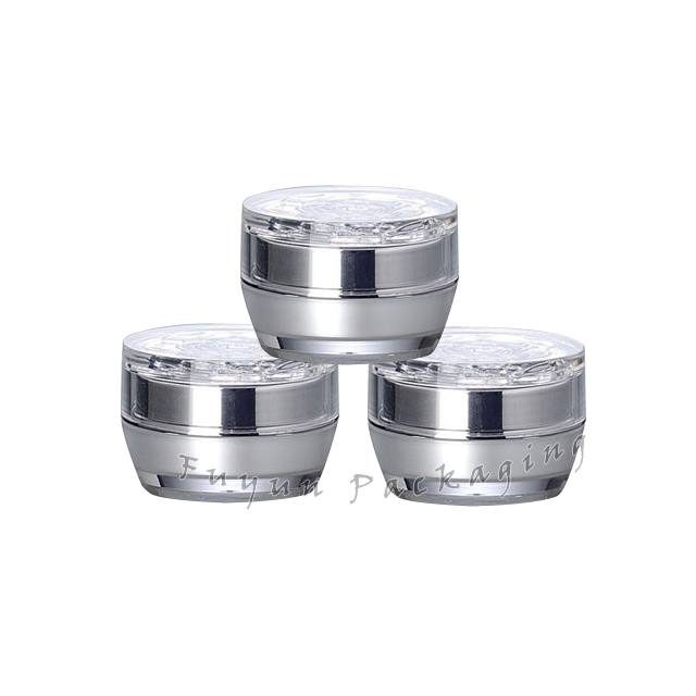 Silver Rose Round Lid 15g Acrylic Empty Container Cosmetic Makeup Jar