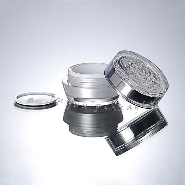 Silver Rose Round Lid 15g Acrylic Empty Container Cosmetic Makeup Jar