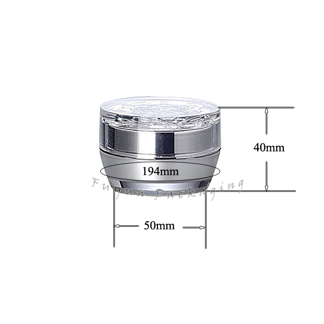 Silver Rose Round Lid 15g Acrylic Empty Container Cosmetic Makeup Jar